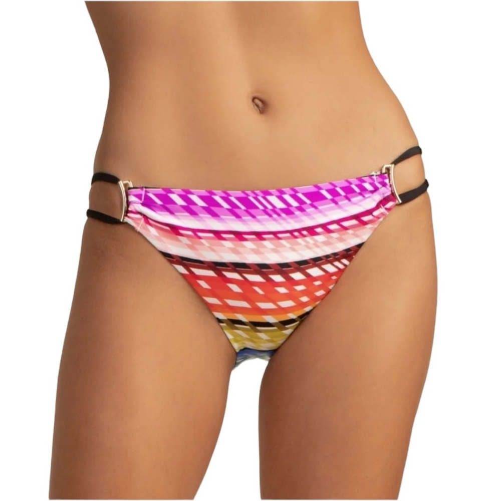 Trina Turk Prismatic Multicolored Side String Hipster Bikini Bottoms Size 8 NWT